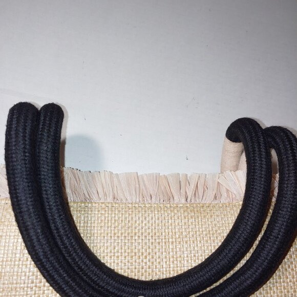 Stella & Dot Embroidered Palm Straw Fringed Tote With Rope Handles - Picture 13 of 13